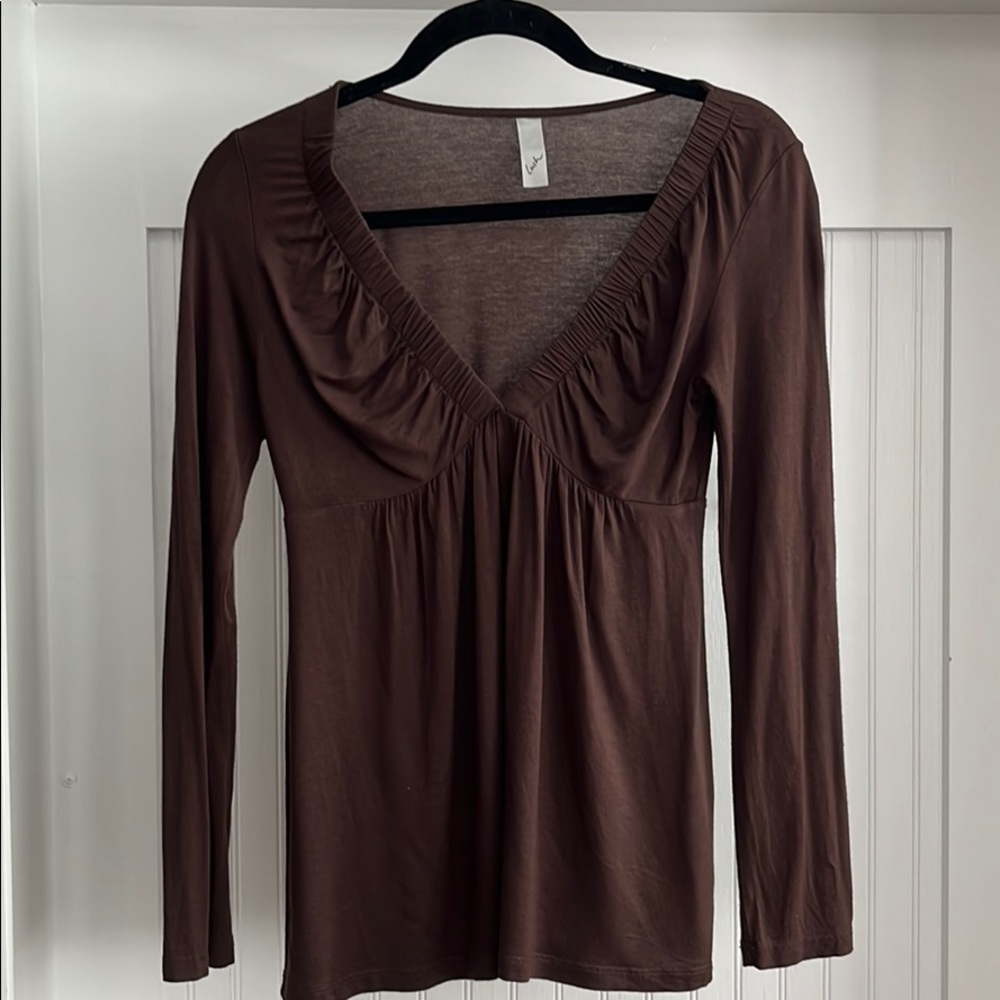 Lush brown v neck tunic